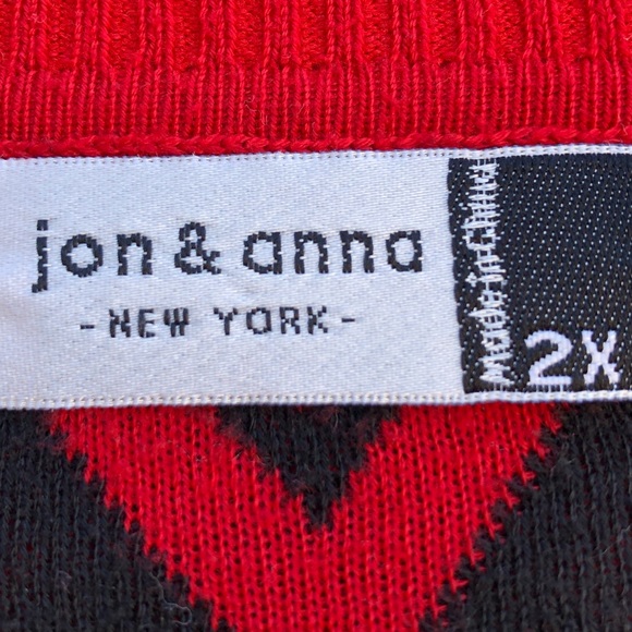 Jon & Anna Red Chevron Striped Dolman Sweater 2X - Picture 6 of 7